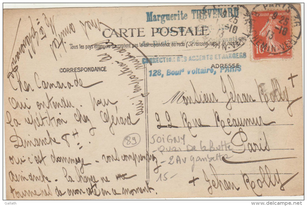 89-JOIGNY-CARTE PHOTO-Café De La MARINE-Paul GAILLIOUT 2 Av. Gambetta-Angle Quai De La Butte 1913 Animé - Joigny