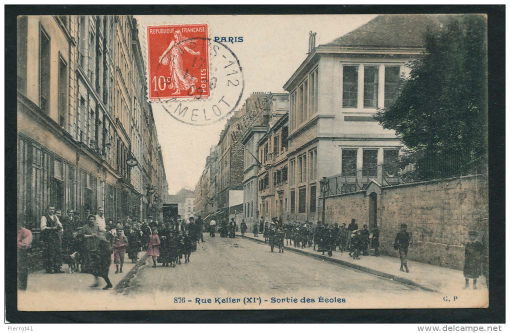 PARIS - XIème Arrondissement - Rue Keller - Sortie Des Ecoles (belle Carte Animée) - Arrondissement: 11