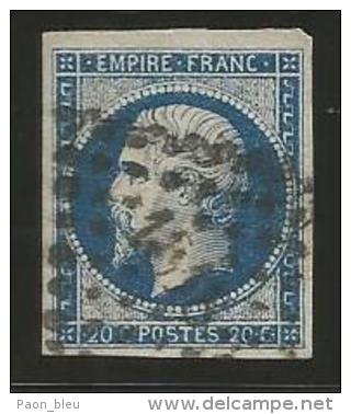 France - Napoleon III - N°14Aa Bleu Foncé - Obl. LP 1818 LYON - 1853-1860 Napoléon III