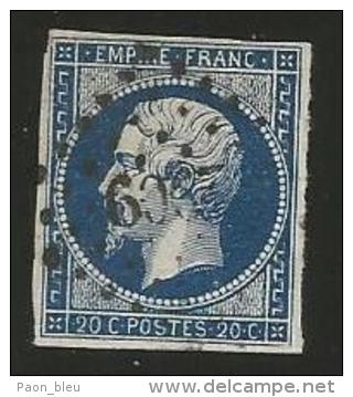 France - Napoleon III - N°14Aa Bleu Foncé - Obl. LP 2909 SOISSONS - 1853-1860 Napoléon III