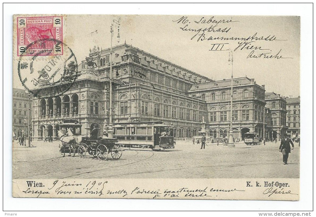 CPA Autriche WIEN Opéra Hof-Oper Tramway Et Charette De Labeyrie 1905 Pour Toulon - Autres & Non Classés