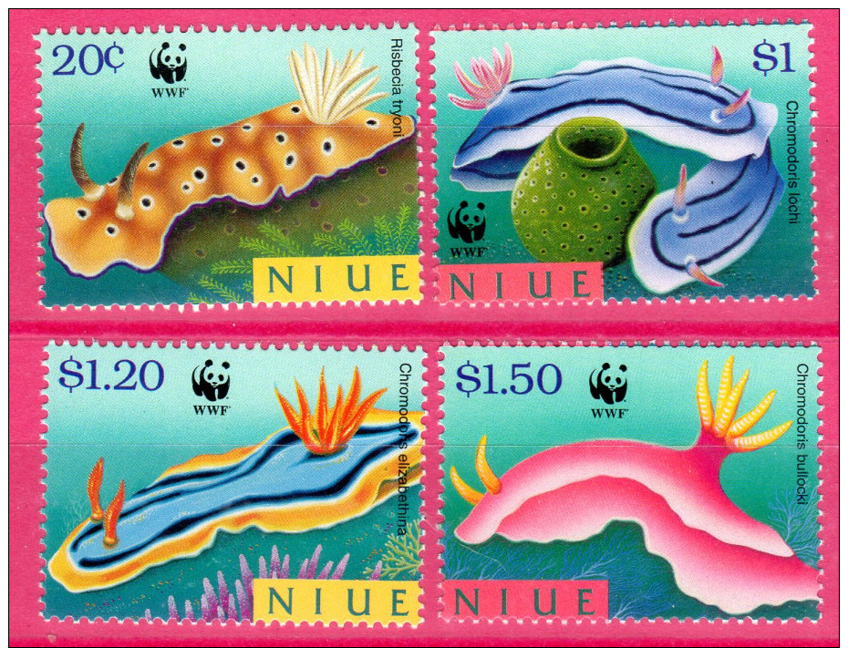 Niue, 1999, Weltweiter Naturschutz: Nacktkiemer, MI 922-925, MNH - Marine Life