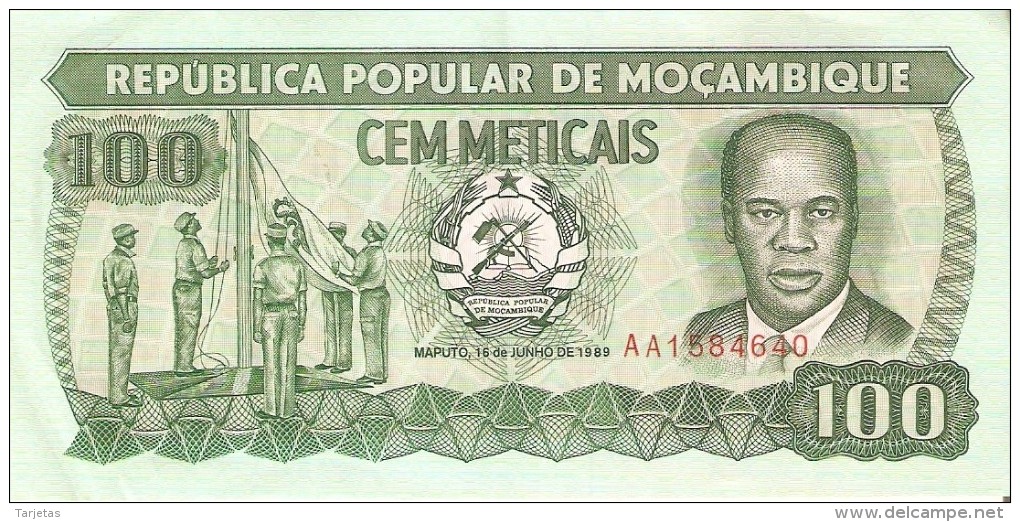 BILLETE DE MOZAMBIQUE DE 100 METICAIS DEL AÑO 1989 (BANKNOTE) - Mozambique