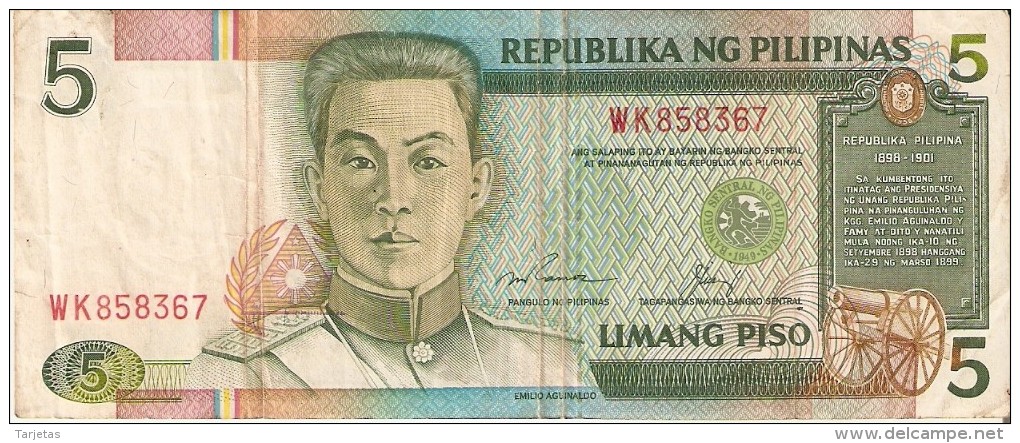 BILLETE DE FILIPINAS DE 5  PISO   (BANKNOTE-BANK NOTE) - Philippines