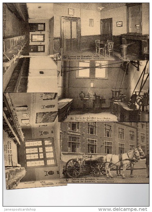 13 POSTCARDS OF BELGIUM GRENADIERS BARRACKS - MOSTLY INTERNAL ROOMS - IN VERY GOOD CONDITION - Collections & Lots