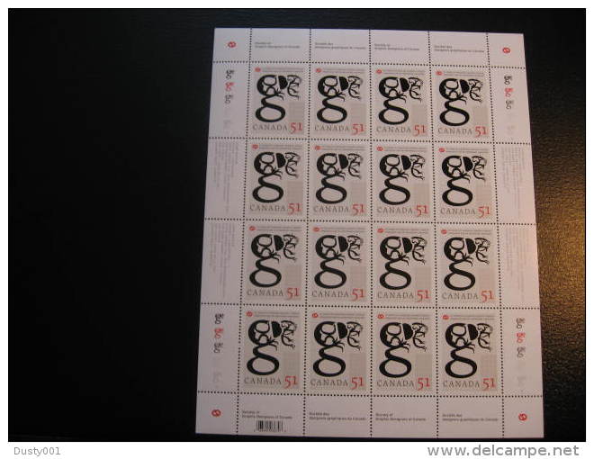 F06-27  SC#  2167  Feuille De 16, Graphisme Canadien, Graphic Design, Sheet Of 16;   2006 - Feuilles Complètes Et Multiples