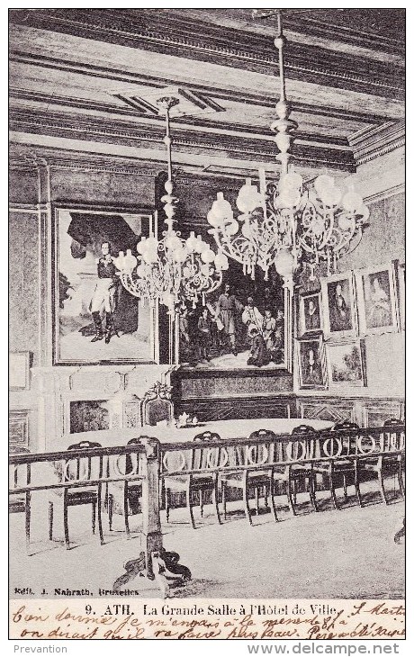 ATH - La Grande Salle à L'Hôtel De Ville - Carte Circulée 1904 - Ath