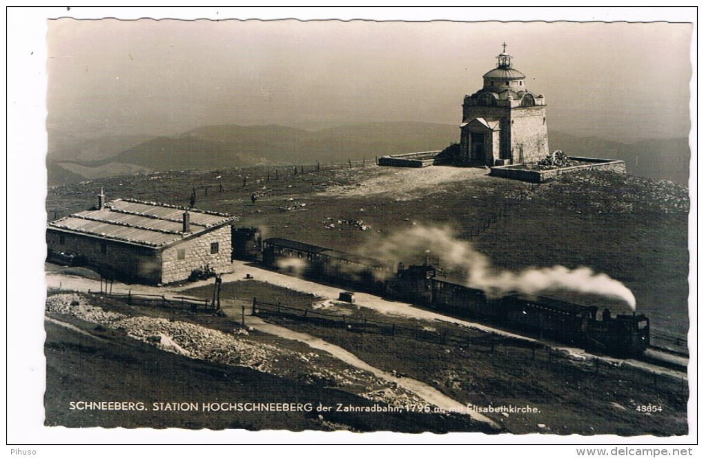 Ö-2390     SCHNEEBERG : Station Der Zahnradbahn Und Elisabethkirche ( Train) - Schneeberggebiet