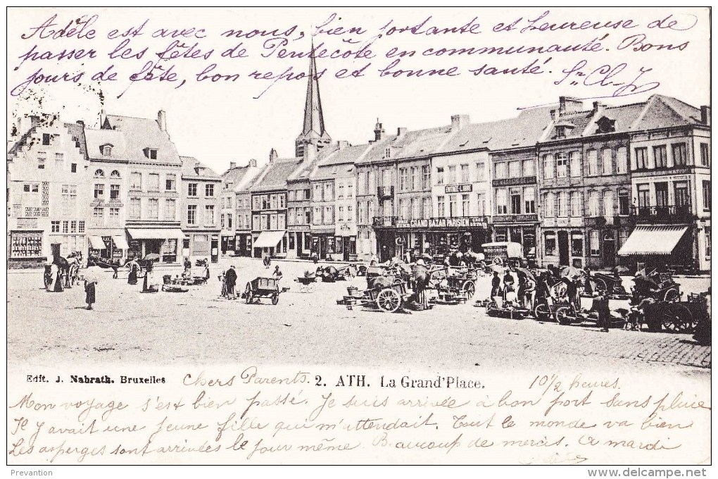 ATH - La Grand'Place - Carte Circulée 1906 - Ath