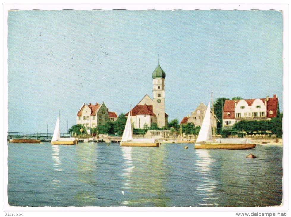 K1561 Halbinsel Wasserburg Am Bodensee - Drei Segelboote Im Hafen / Viaggiata 1963 - Wasserburg (Bodensee)