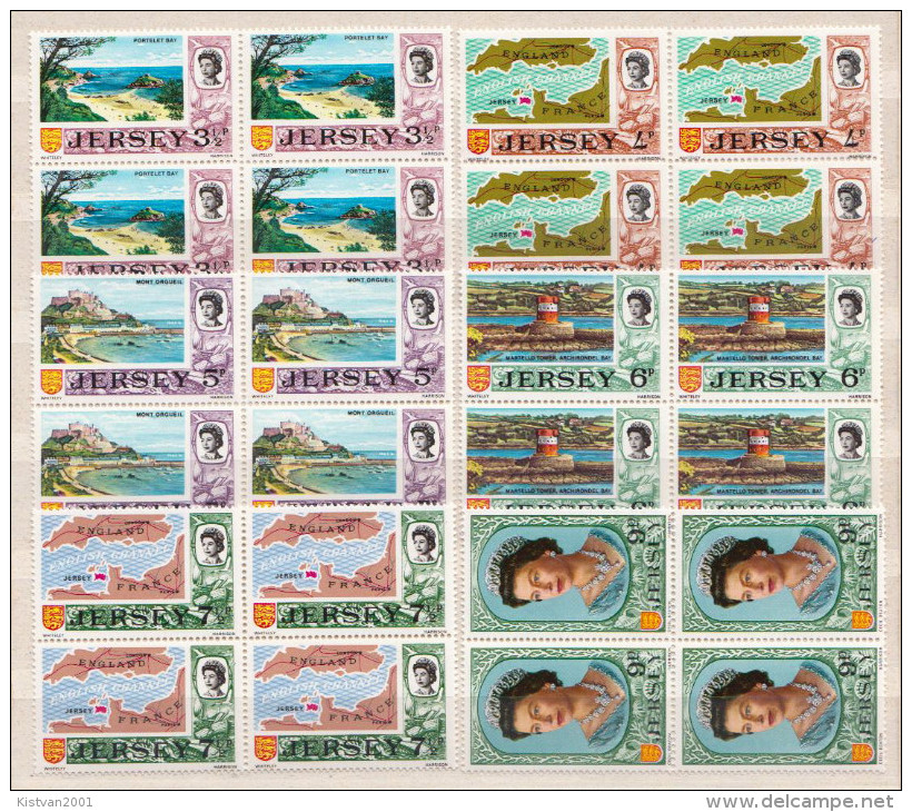 Jersey MNH Short Set In A Block Of 4 - Jersey