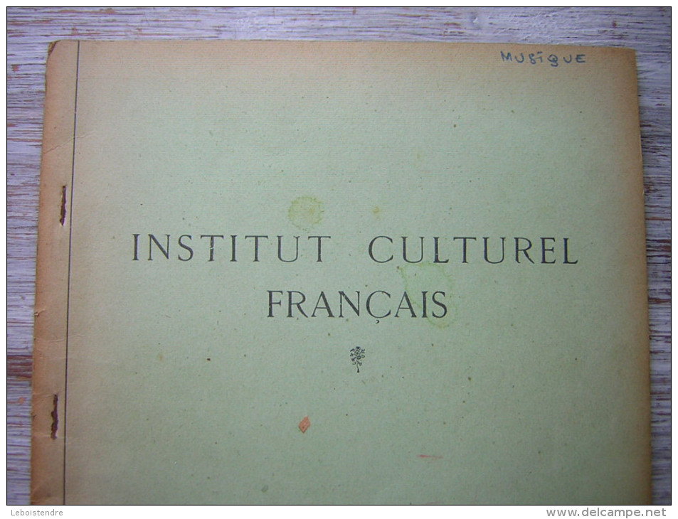 INSTITUT CULTUREL FRANCAIS  COURS N ° 17   MUSIQUE - 18 Ans Et Plus