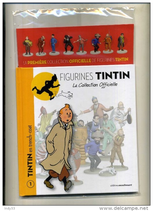 - FIGURINES TINTIN . TINTIN EN TRENCH COAT + DOCUMENTS SOUS BLISTER . HERGE-MOULINSART 2001 . - Figurines En Plástico