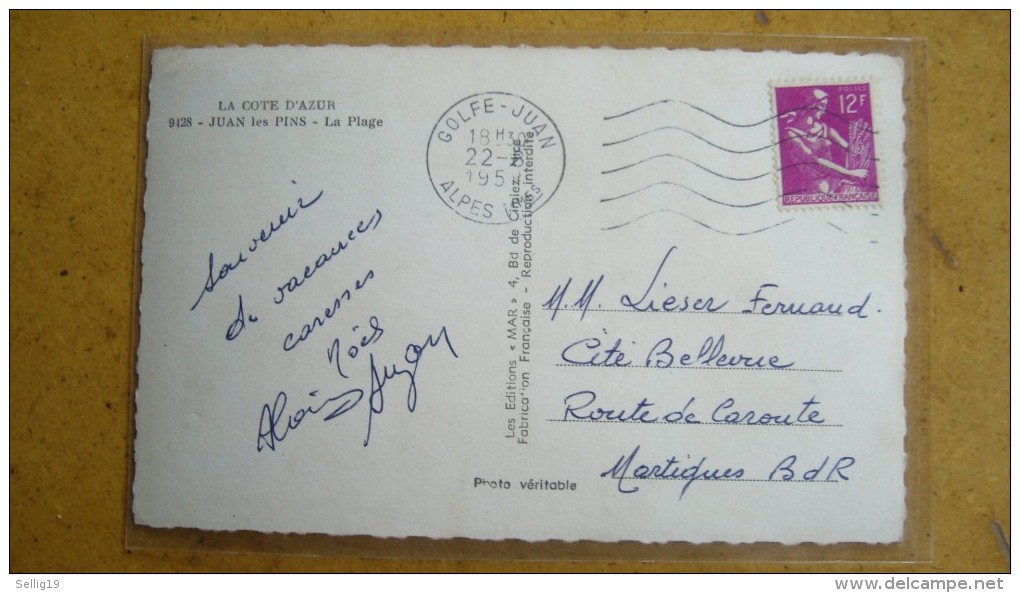 Moissoneuse Lilas Rose à 12F De 1957 Sans La Signature Sur Cpa - 1957-1959 Moissonneuse