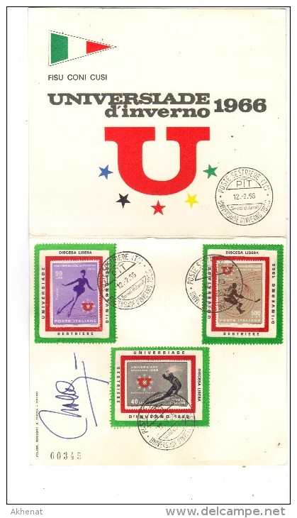 547/500 - ITALIA , Universiade D'inverno 12/2/1966 : Brochure Ufficiale 4 Facciate (2 Bianche) - Folder
