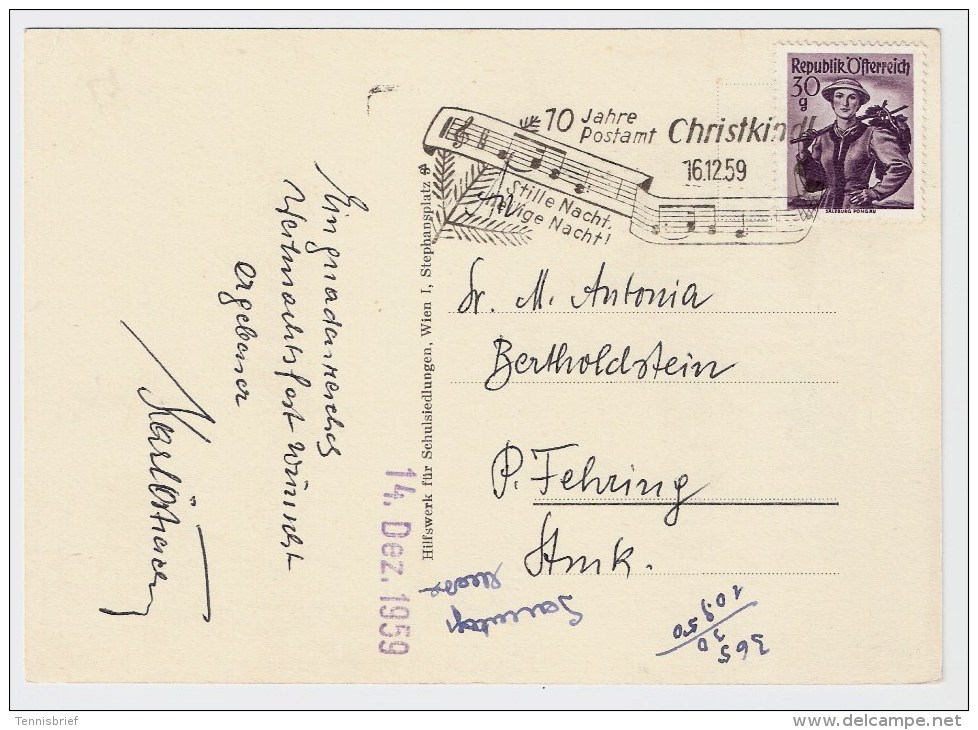 Österreich, Christkindl, 16.12.59, Postkarte , S578 - Briefe U. Dokumente