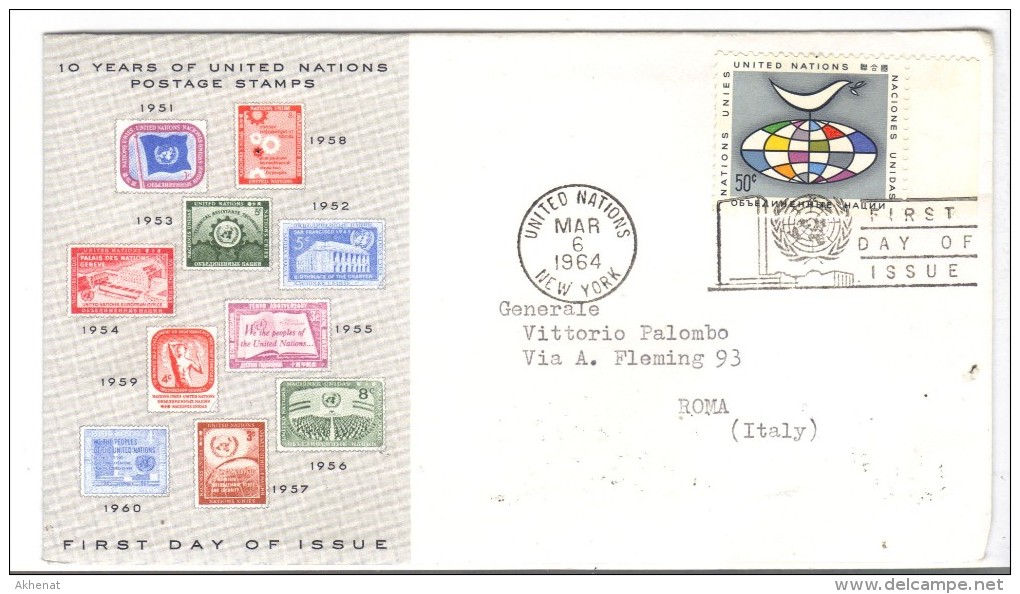 555/500 - ONU , FDC 6/3/1964 Viaggiata - FDC