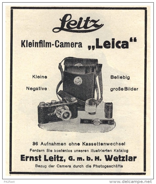 Original Werbung - 1930 - LEICA Camera Von Ernst Leitz In Wetzlar !!! - Fotoapparate