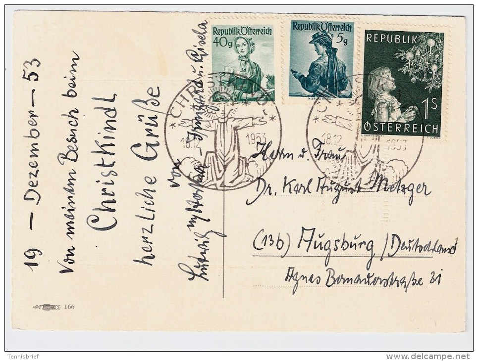 Österreich, Christkindl, 18.12.53, Ausland-Postkarte , S584 - Briefe U. Dokumente