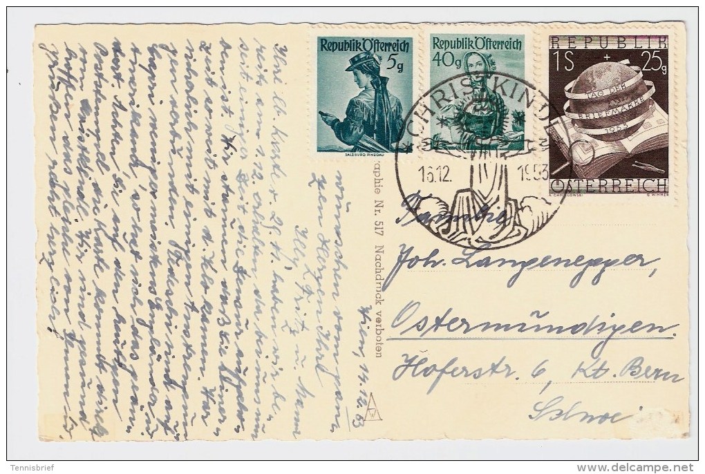 Österreich, Christkindl, 16.12.53, Ausland-Postkarte ,portogerecht ! S585 - Briefe U. Dokumente