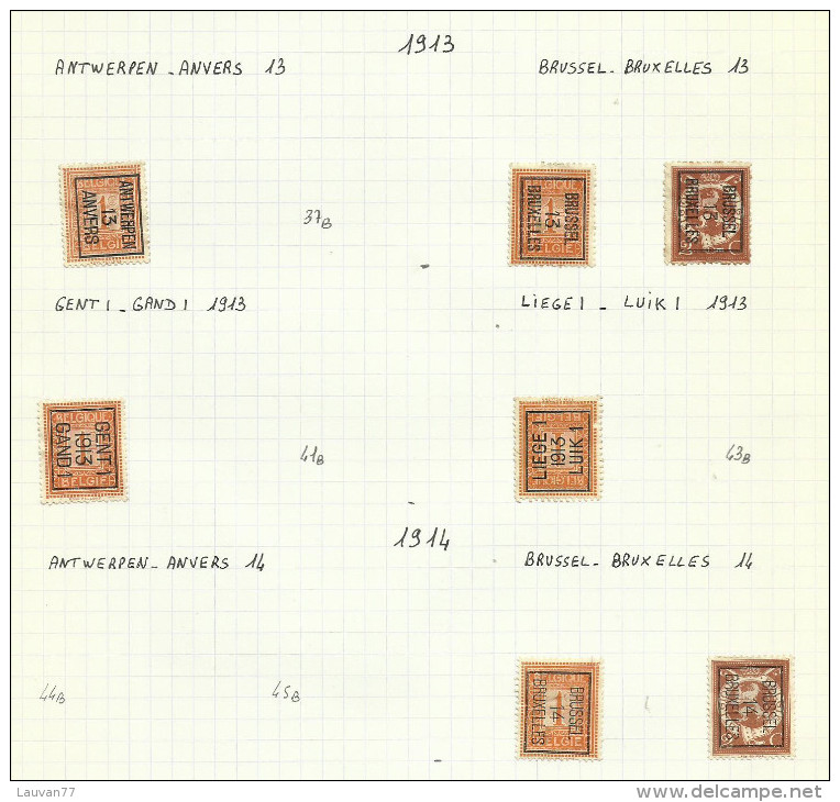 Belgique Lot Préoblitérés - Roller Precancels 1910-19