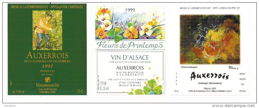 Etiquettes Vin  ALSACE Et MOSELLE  Auxerrois  1997 , 1999 Et Ill. Ger Maas 97  - - Blancs