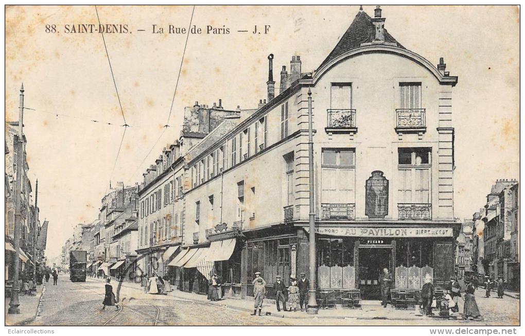 Saint Denis    93    Rue De Paris  Café Du Nord: Au Pavillon   (pli) - Saint Denis