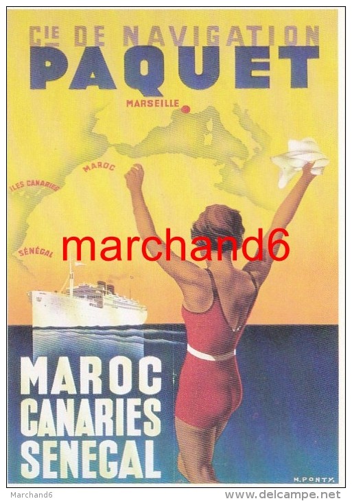 Maroc Canaries Sénégal Cie De Navigation Paquet Par Max Ponty Vers 1935 éditeur Clouet - Autres & Non Classés