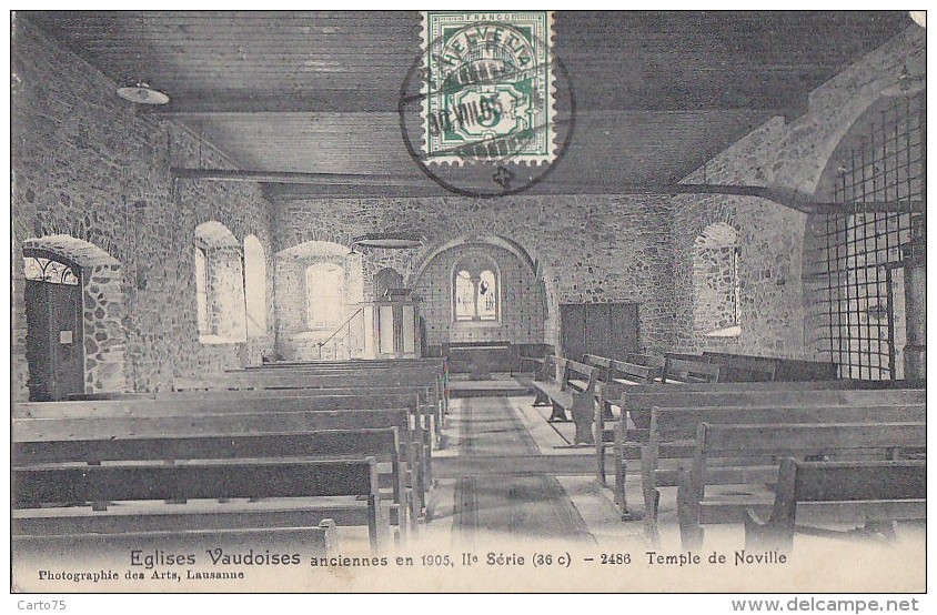 Suisse - Noville - Temple - Eglises Vaudoises - Cachet Postal 1905 Payerne Colombes - Noville