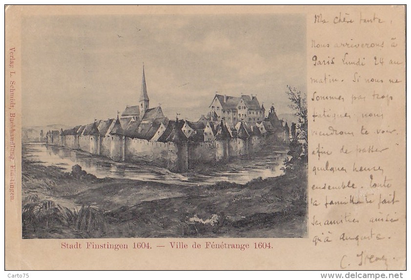 Fénétrange 57 - Stadt Finstingen 1604 - Cachet Postal Précurseur - Fénétrange