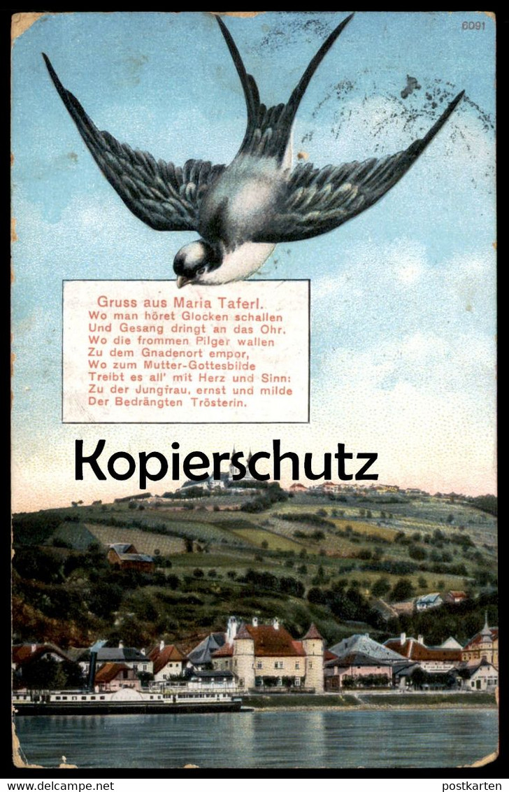 ALTE POSTKARTE GRUSS AUS MARIA TAFERL WO MAN HÖRET GLOCKEN SCHALLEN SCHWALBE SCHIFF SHIP Hirondelle Swallow Cpa Postcard - Maria Taferl