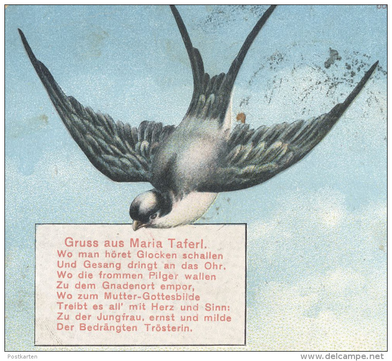 ALTE POSTKARTE GRUSS AUS MARIA TAFERL WO MAN HÖRET GLOCKEN SCHALLEN SCHWALBE SCHIFF SHIP Hirondelle Swallow Cpa Postcard - Maria Taferl