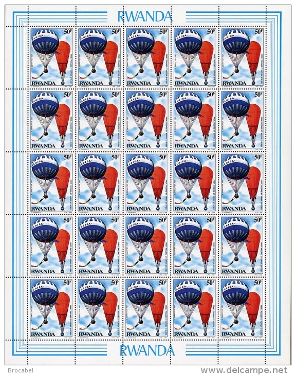 Rwanda 1207** 50Fr Ballons  Sheet / Feuille De 25  MNH - Neufs