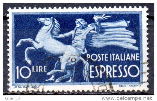 ITALY 1945 Express - Horse & Torch Bearer -   10l. - Blue  FU - Poste Exprèsse