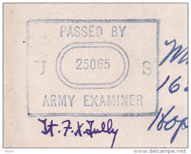 ETATS-UNIS Entier-postale Censurée + Pa26 Army Postal Service 21 Octobre 1944 Pour Hopkinsville - 1941-60