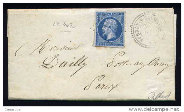Lettre De Verrey Sur Salmaise 1861 Cachet PC 4070 - 1849-1876: Periodo Classico