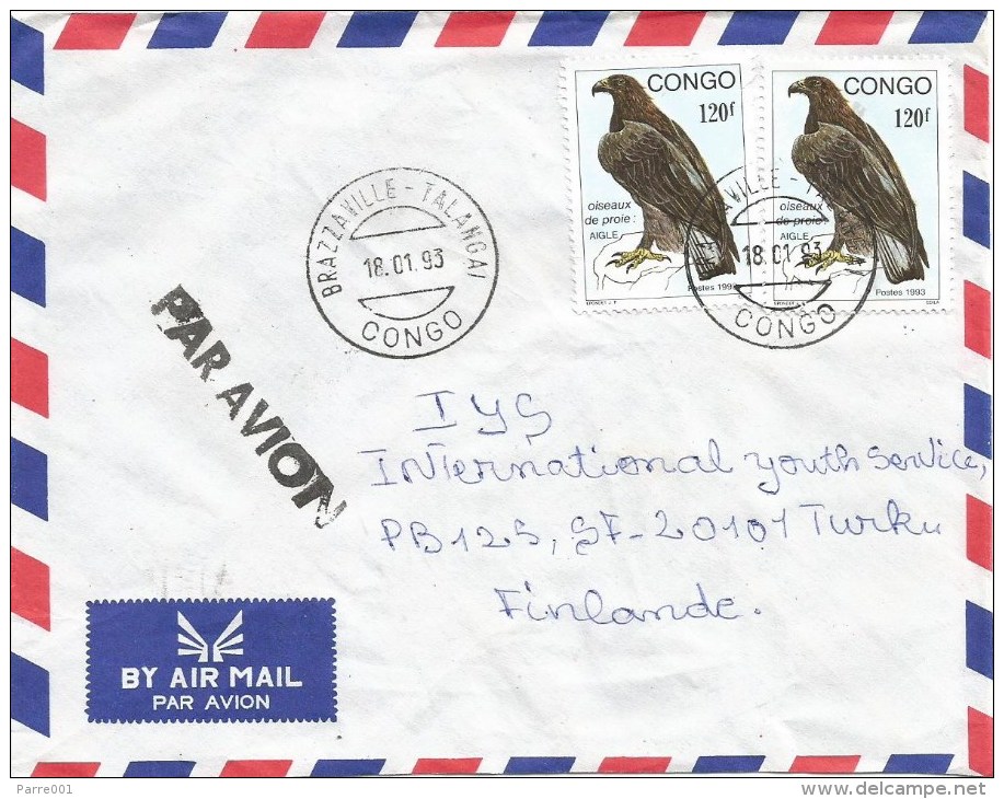 Congo 1993 Brazzaville-Talangai Cassinaetus Eagle Bird Of Prey 120f Cover - Afgestempeld