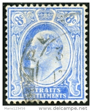 STRAITS SETTLEMENTS, BRITISH COLONY, COMMEMORATIVO, RE EDOARDO VII, 1906, FRANCOBOLLO USATO - Straits Settlements