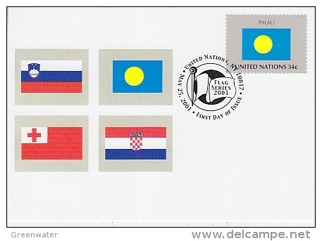 United Nations New York 2001 Flag Palau 1v Maximum Card (18246) - Cartes-maximum