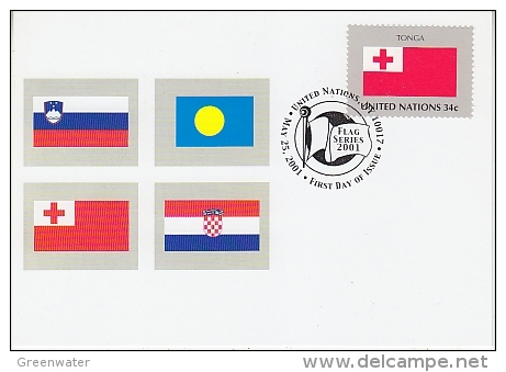 United Nations New York 2001 Flag Tonga 1v Maximum Card (18248) - Cartes-maximum