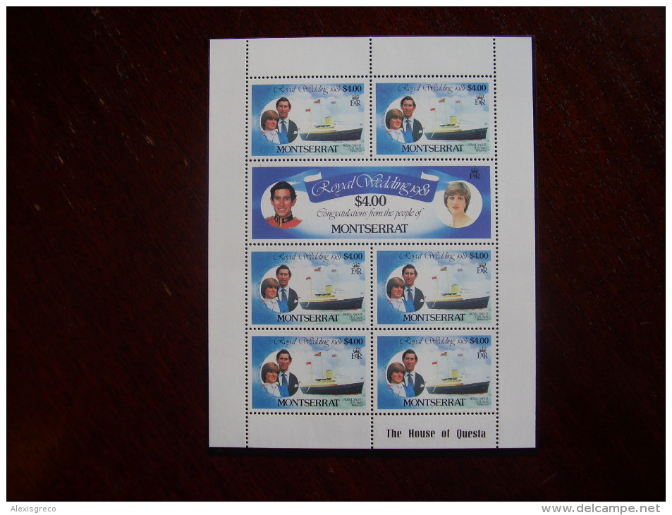 MONTSERRAT Issue 1981 ROYAL WEDDING SHEETLET $4.00 Value (7) MNH. - Montserrat