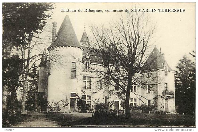 Dept Div- Haute Vienne -ref- V635 -  Chateau De Ribagnac Commune De Saint Martin Terressus - St Martin Terressus - - Autres & Non Classés