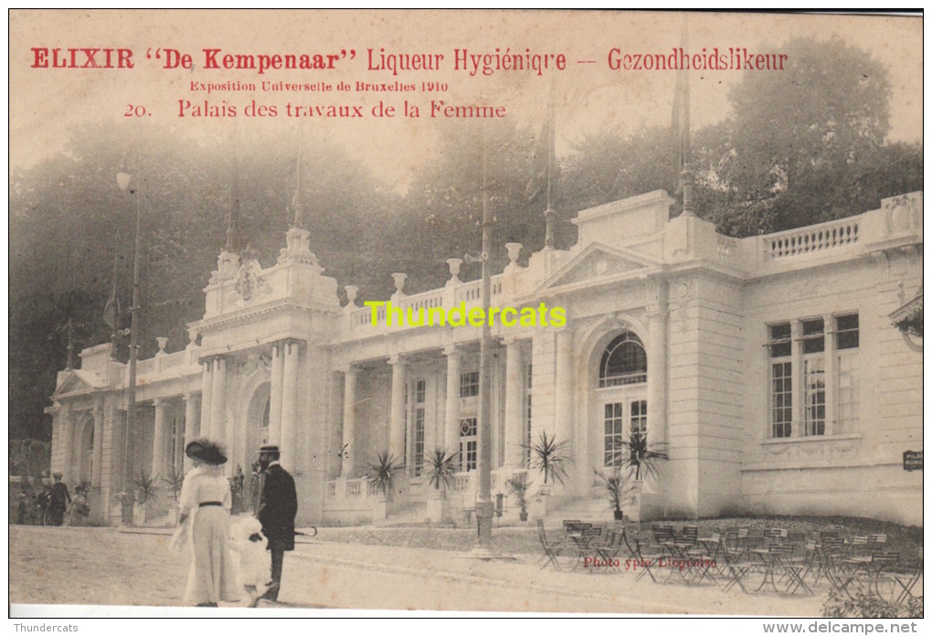 CPA PUBLICITE ELIXIR DE KEMPENAAR EXPOSITION UNIVERSELLE DE BRUXELLES 1910 PALAIS DES TRAVAUX DE LA FEMME - Expositions