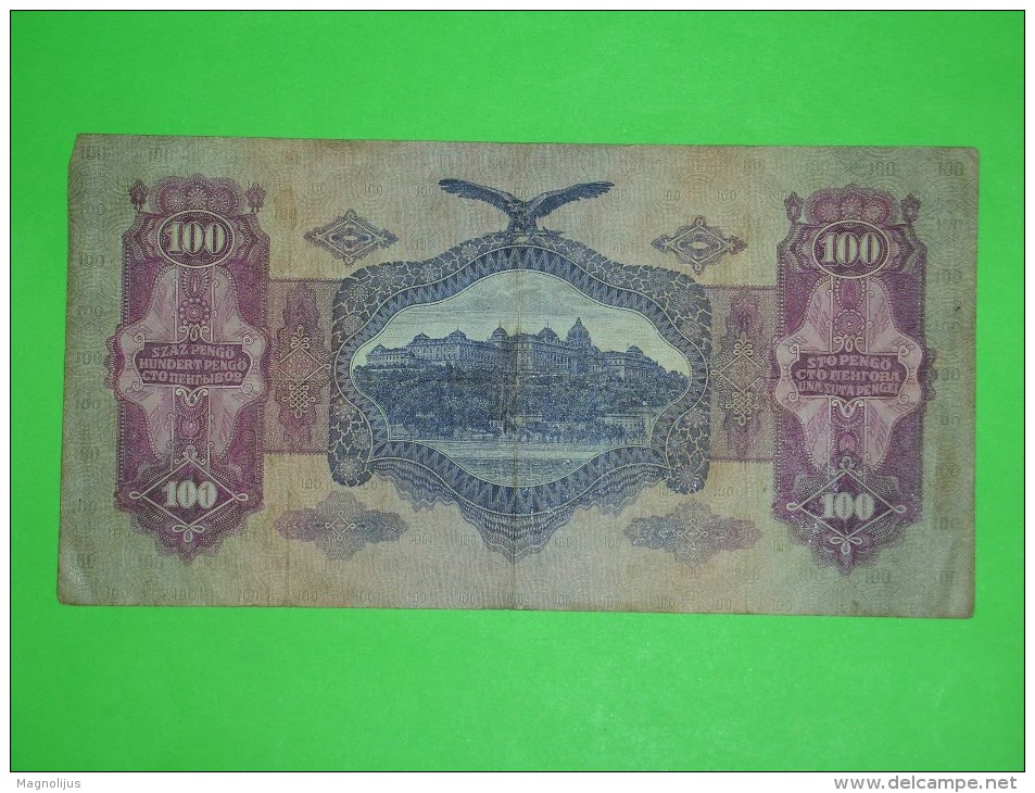 Hungary,szaz Pengo,100,Matyas Kiraly,banknote,paper Money,bill,geld,dim.176x91mm,vintage - Ungheria
