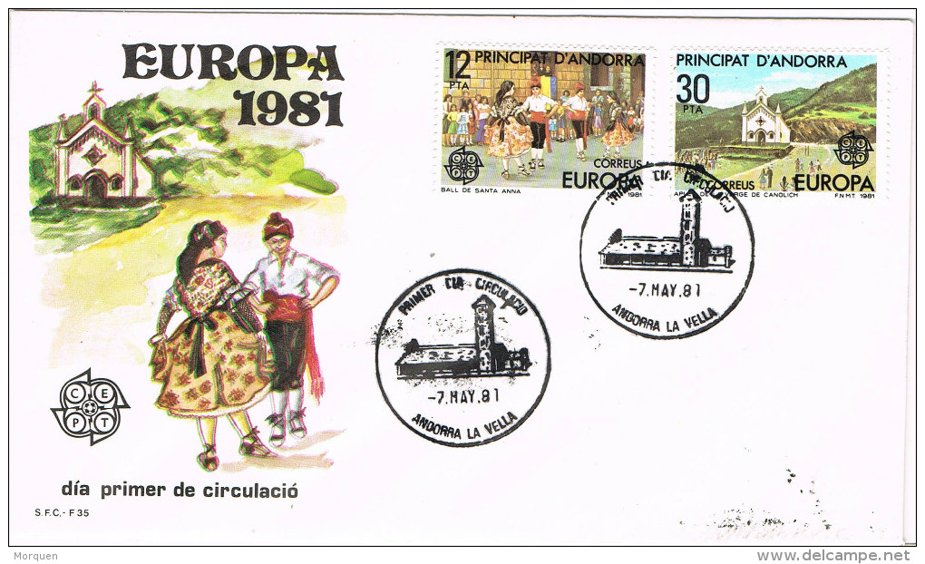 10917. Carta F.D.C. ANDORRA Española 1981. Europa 81 - Covers & Documents