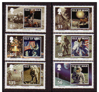 ISLE OF MAN 2009 MAN ON THE  MOON, SPACE SET OF 6 UNMOUNTED MINT, MNH - Isla De Man