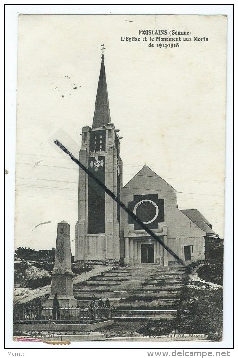 CPA - Moislains -L´Eglise Et Le Monument Aux Morts De 1914-1918 - Moislains