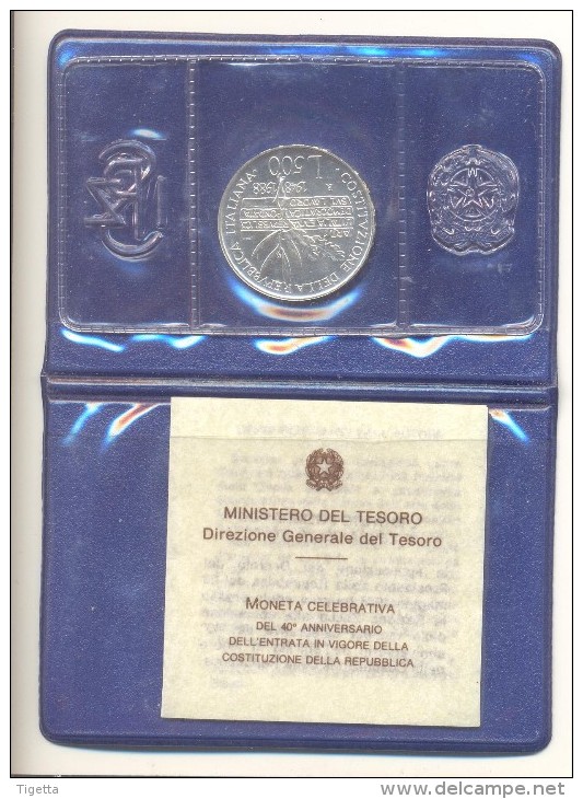 ITALIA REPUBBLICA "40° ANNIVERSARIO DELLA COSTITUZIONE DELLA REPUBBLICA" 500 LIRE ARGENTO 1988 - Commémoratives