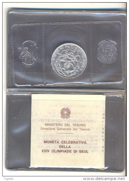 ITALIA REPUBBLICA "XXIV OLIMPIADE DI SEUL" 500 LIRE ARGENTO 1988 - Commémoratives