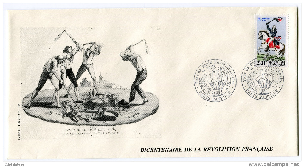 FRANCE THEME REVOLUTION FRANCAISE ENVELOPPE OBLITERATION PARIS BASTILLE 14 JUILLET 1989 TOUR DE PARIS REVOLUTIONNAIRE - Rivoluzione Francese